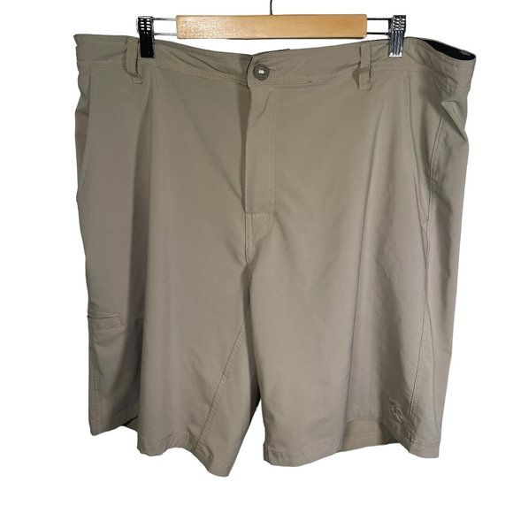 Da Hui Hybrid Shorts Mens Size 42 Khaki Water Land Quick Dry Pockets Beach - Picture 1 of 9